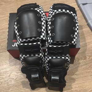 Pro-Tec Matching Black and White Checkered Knee Pads Elbow Pads and Wrist Guard